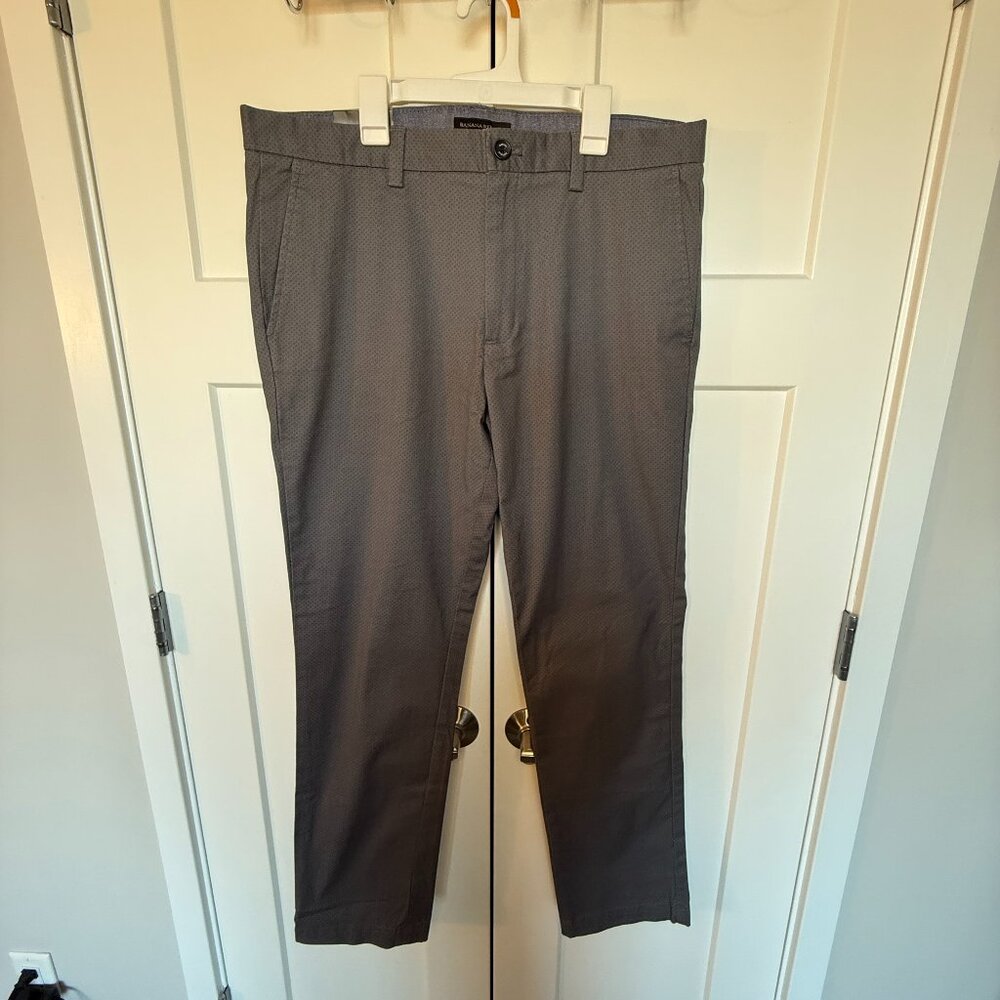 NEW Banana Republic Men's 35x32 Fulton Stretch Chino Skinny Geo Grey Dress Pants